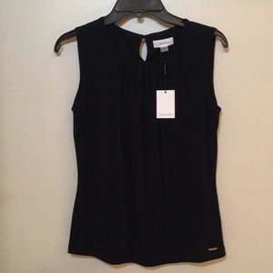 NWT Calvin Klein Jersey Pleat Neck Work Top